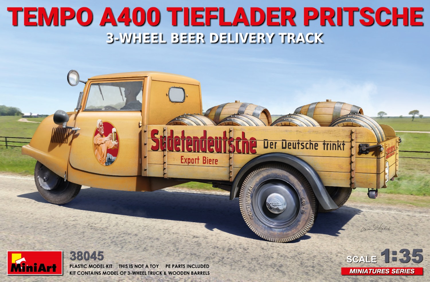 1:35 Сборная модель TEMPO A400 Lieferwagen 3-wheels Beer Delivery Truck (1962) - 38045