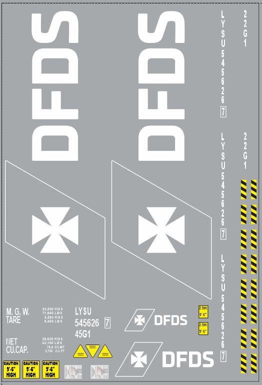 1:43 Набор декалей Контейнеры DFDS (100х140) - DKM0086
