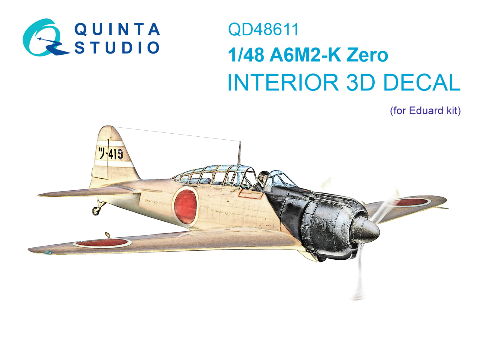 1:48 3D Декаль интерьера кабины A6M2-K (Eduard) - QD48611