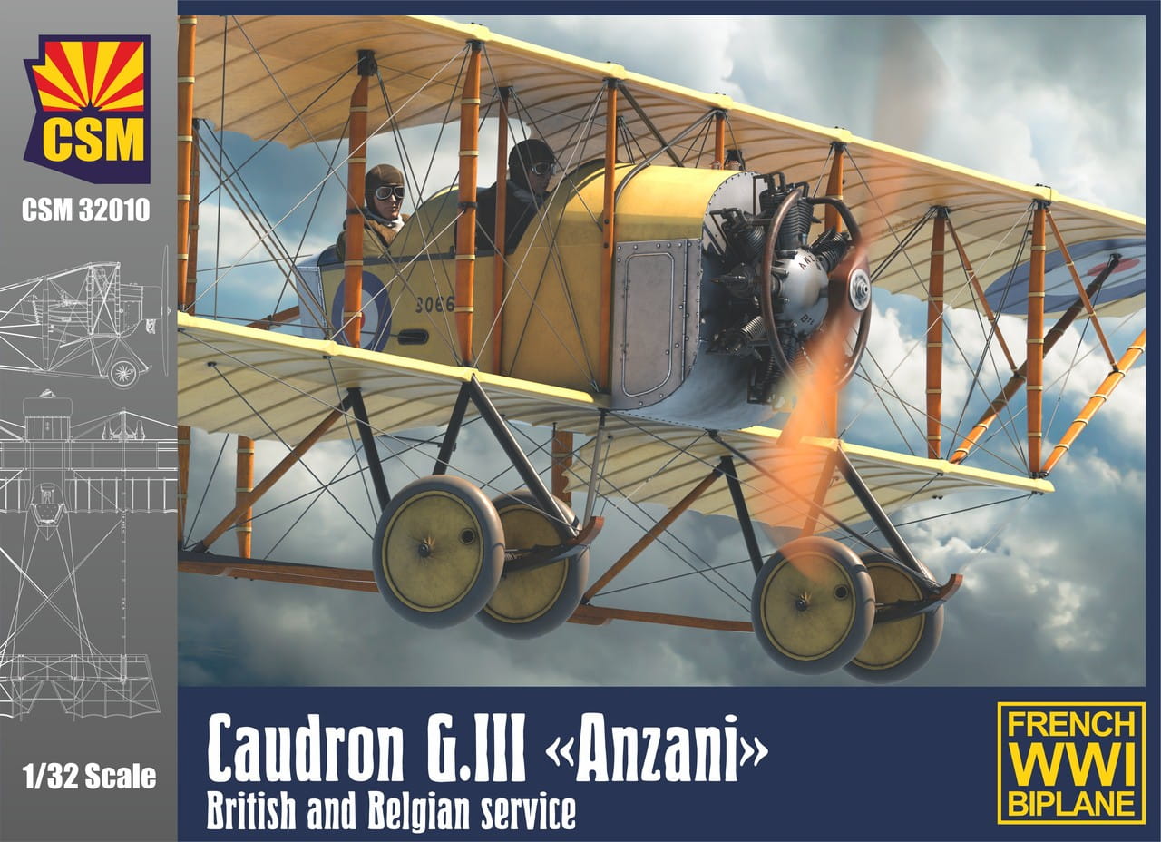 1:32 Сборная модель Самолет Caudron G.III Anzani, британская и бельгийская служба - CSM 32010