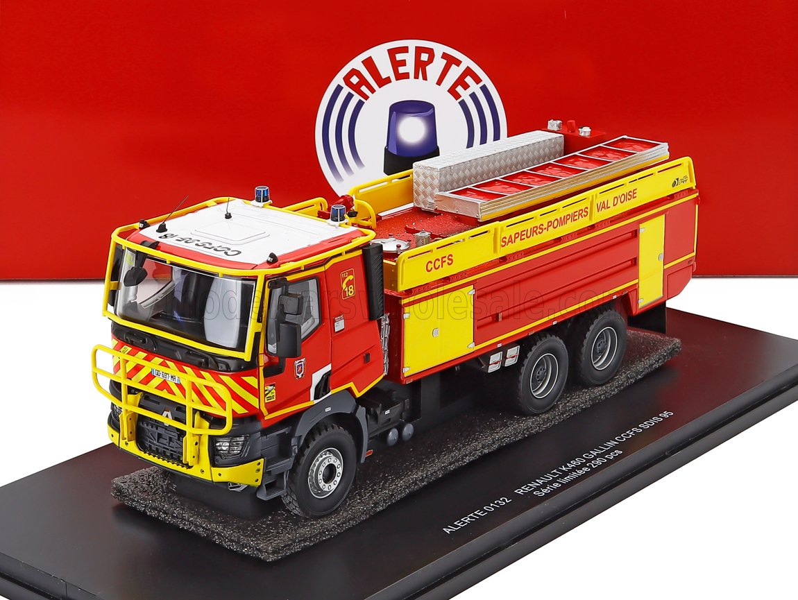 1:43 RENAULT K460 Gallin Ccfs Sdis 95 Tanker Truck Saupers Pompiers Val D'oise 3-assi (2021), Red Yellow - ALERTE0132
