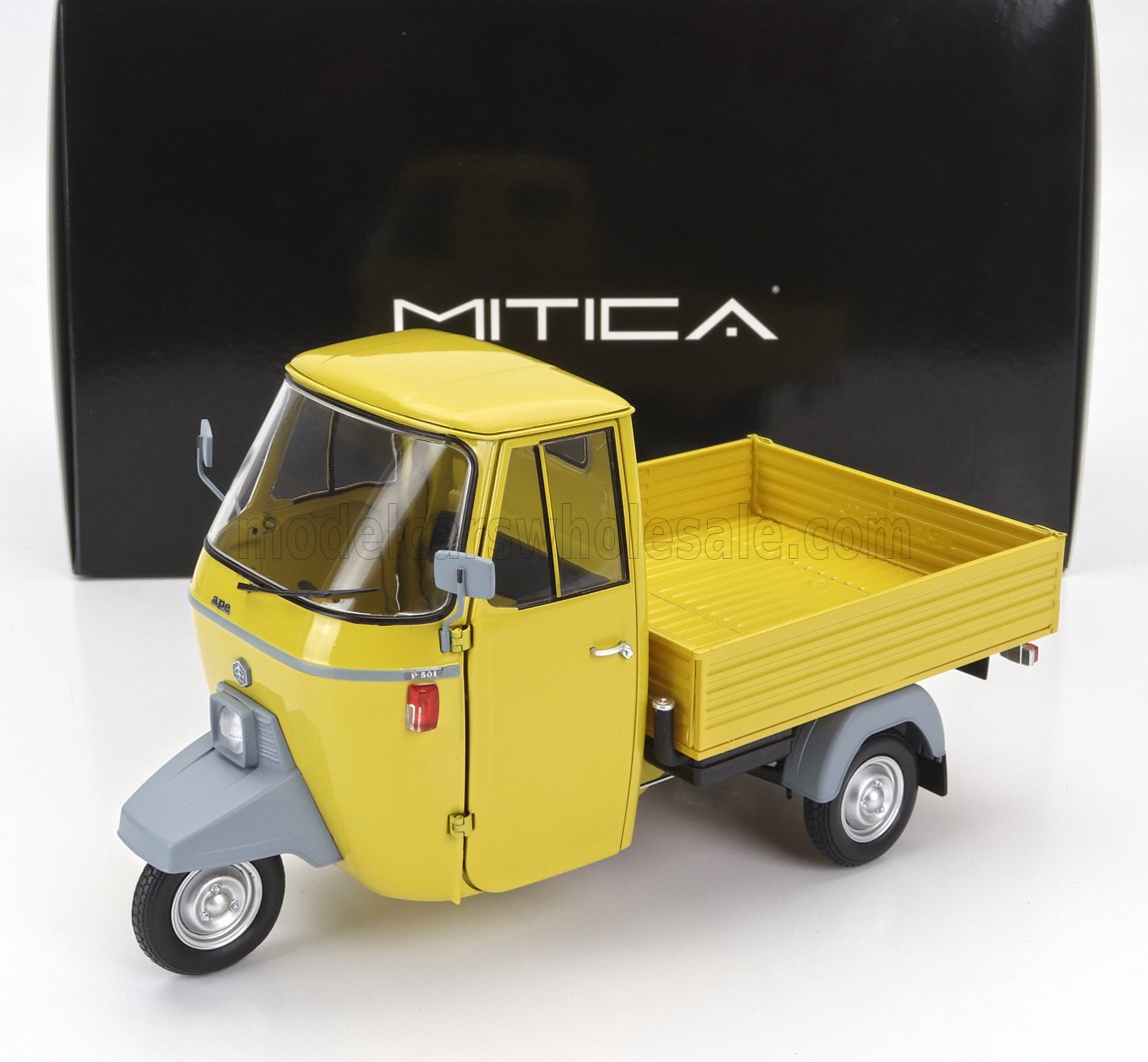 1:18 PIAGGIO Ape P501 Open (1979) - Con Vetrina - With Showcase, Giallo Texas - 204001-D
