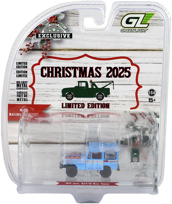 1:64 JEEP DJ-5 U.S Mail Truck with Mailbox Accessory *Christmas 2025 Limited Edition* (1974), blue - 30564D