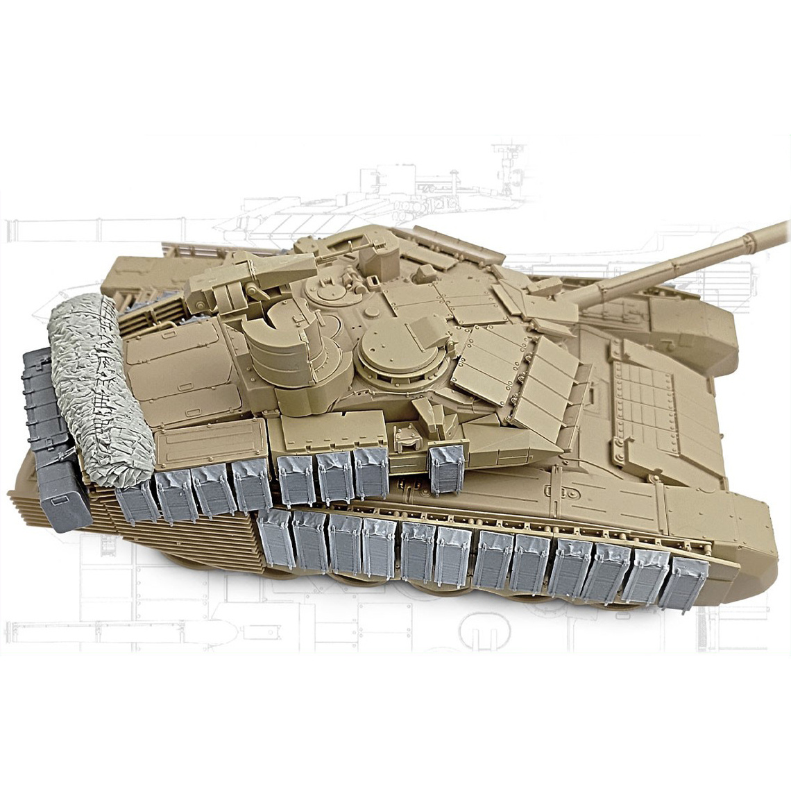 1:35 Блоки ДЗ + дополнительный ящик ЗИП+ укладка для танка типа 90М - 35249