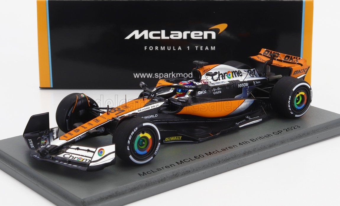 1:43 McLAREN F1  Mcl60 Team Mclaren №81 4th British Gp (2023) Oscar Piastri, Orange Black Chrome - S8594