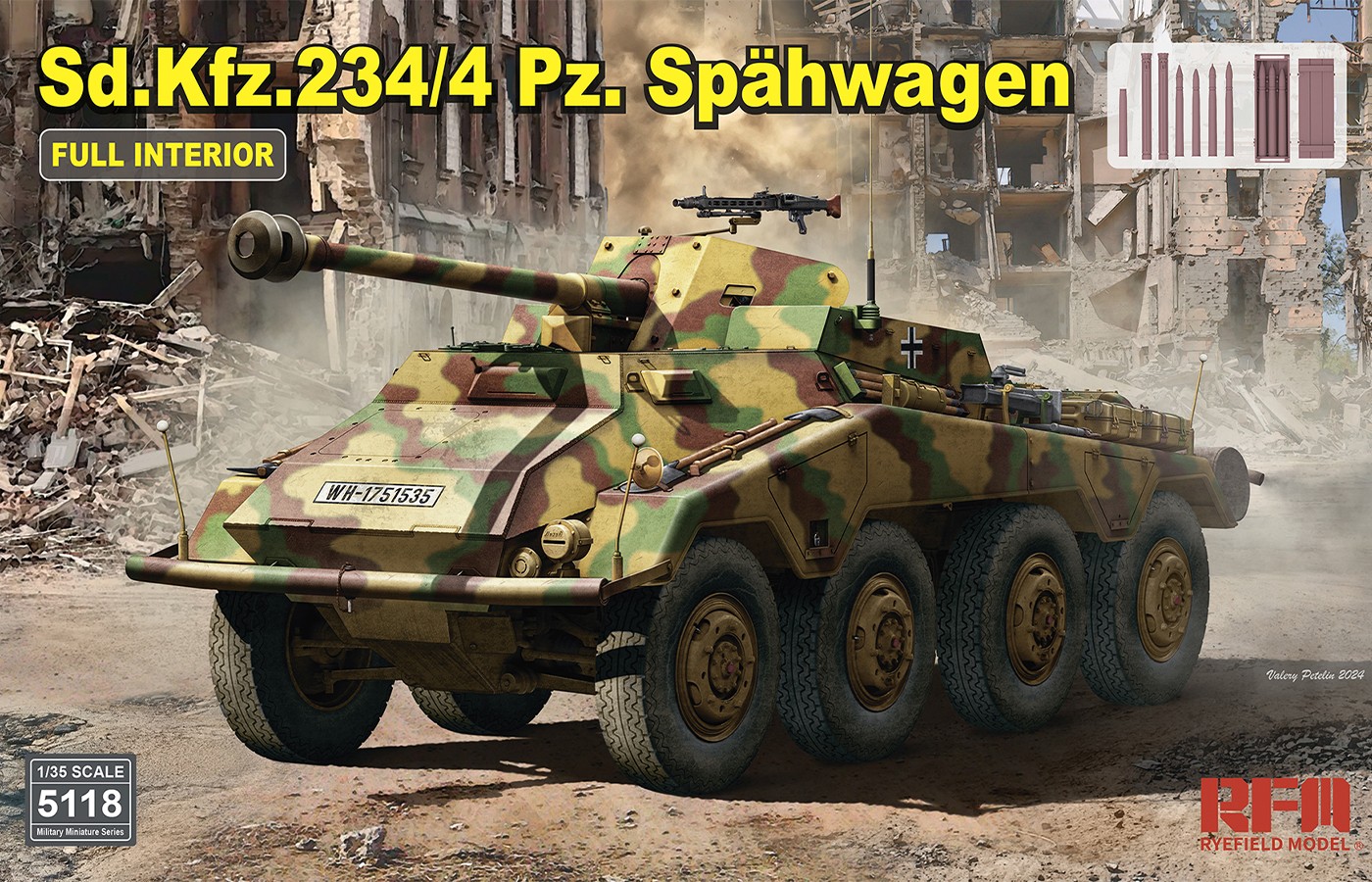 1:35 Сборная модель немецкий бронеавтомобиль Sd.Kfz.234/4 Pz.Spähwagen с полным интерьером - RM-5118