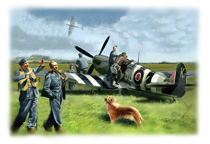 1:48 Сборная модель Spitfire Mk.IX with RAF Pilots & Ground Personnel - 48801