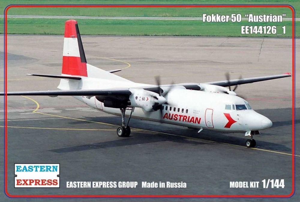 1:144 Сборная модель Пассажирский самолет Fokker F-50 (Austrian) - 144126-1