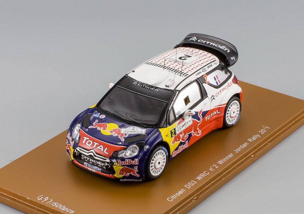 1:43 CITROEN DS3 WRC №2 Winner Jordan Rally (Sebastien Ogier - Julie Ingrassia) Limited 500pcs 2011, black - S3309