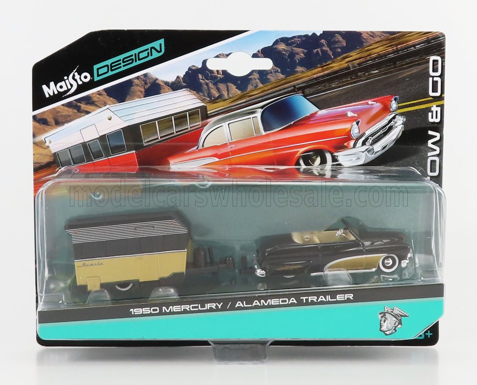 1:64 MERCURY Cabriolet With Roulotte (1950), Gold Black - 15368-05