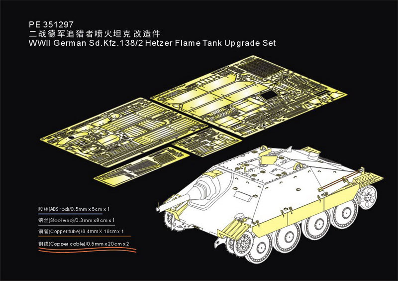 1:35 Фототравление WWII German Sd.Kfz.138/2 Hetzer Flame Tank Upgrade Set (For Takom) - PE351297