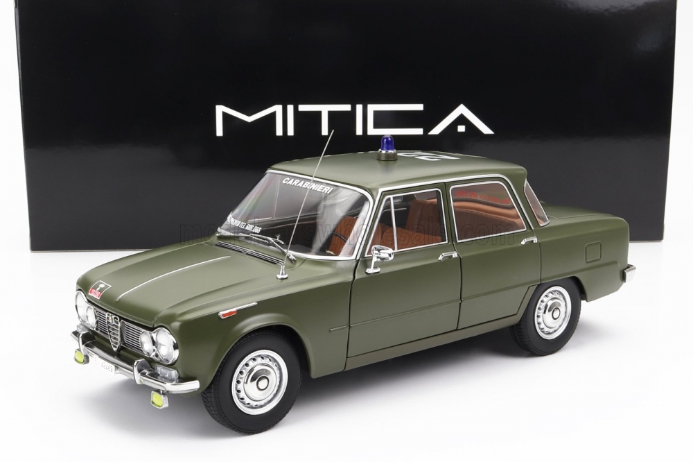 1:18 ALFA ROMEO Giulia 1.6 Ti Carabinieri Roma (1963) - Pronto Intervento Tel 686.666, Verde Caki Opaco - Matt Green - 200025-D