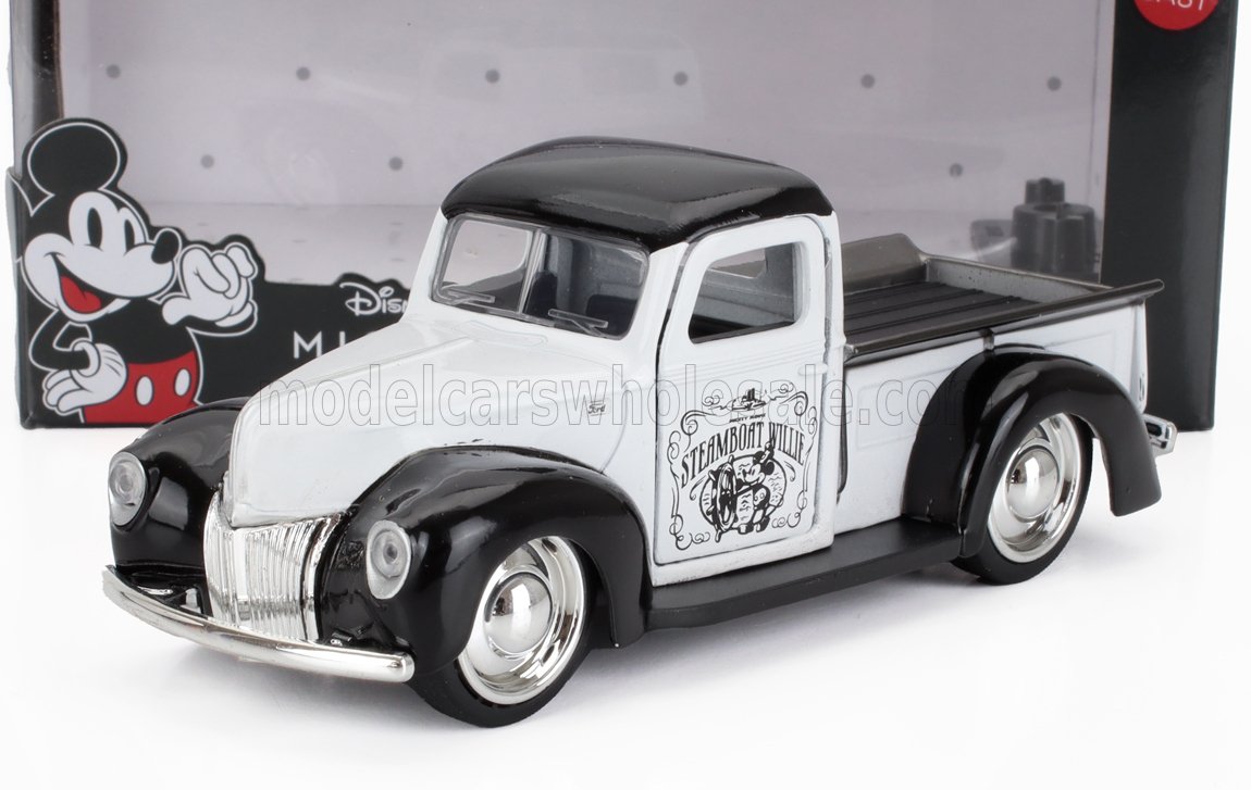 1:32 FORD Pick-up (1941) Topolino Mickey Mouse Figure - Walt Disney, White Black - 36091