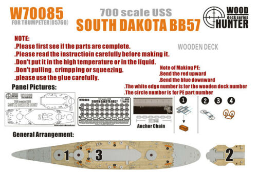 1:700 Набор деталей WWII USS South Dakota BB57 - W70085