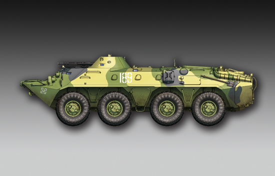 1:72 Сборная модель Российский бронетранспортёр БТР-70 АПЦ поздний выпуск - 07138