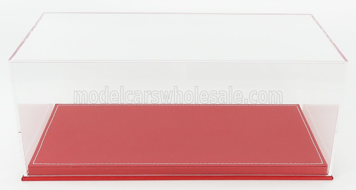 1:18 VETRINA DISPLAY BOX Base In Pelle Rossa - Leather Base Red - Lungh.lenght Cm 31.7 X Largh.width Cm 15.9 X Alt.height Cm 12.9 (altezza Interna Interior Height Cm 11.3), Plastic Display - CK39710