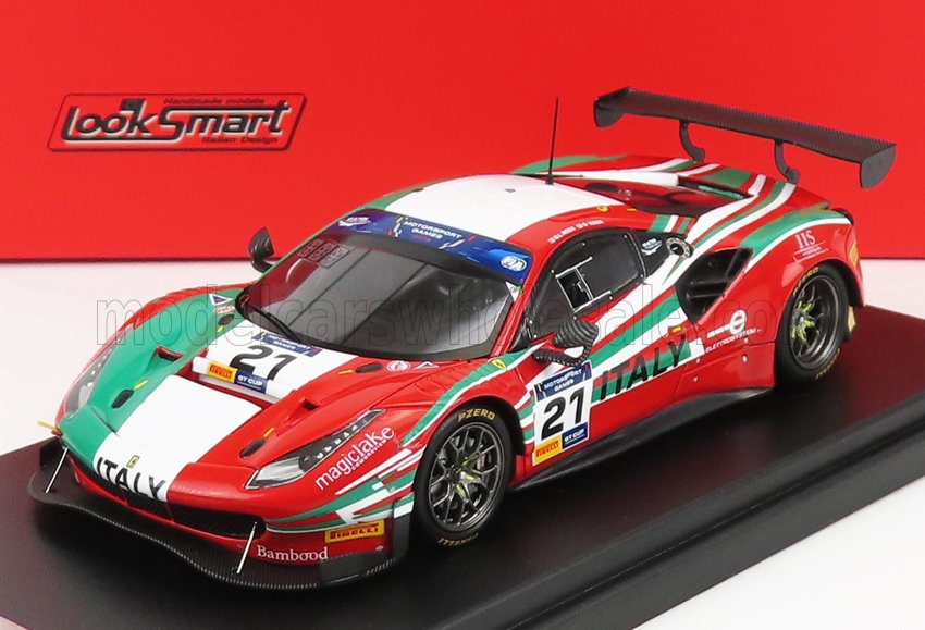 1:43 FERRARI 488 Gt3 Italy Team N 21 8h Fia Motorsport Games Gt Cup Vallelunga 2019 Gianluca Roda - Giorgio Roda, Red Italian Flag - LSRC080