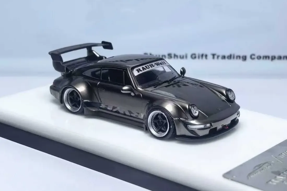 1:64 PORSCHE RWB 964 High Wing, pearl grey chrome - C640024H