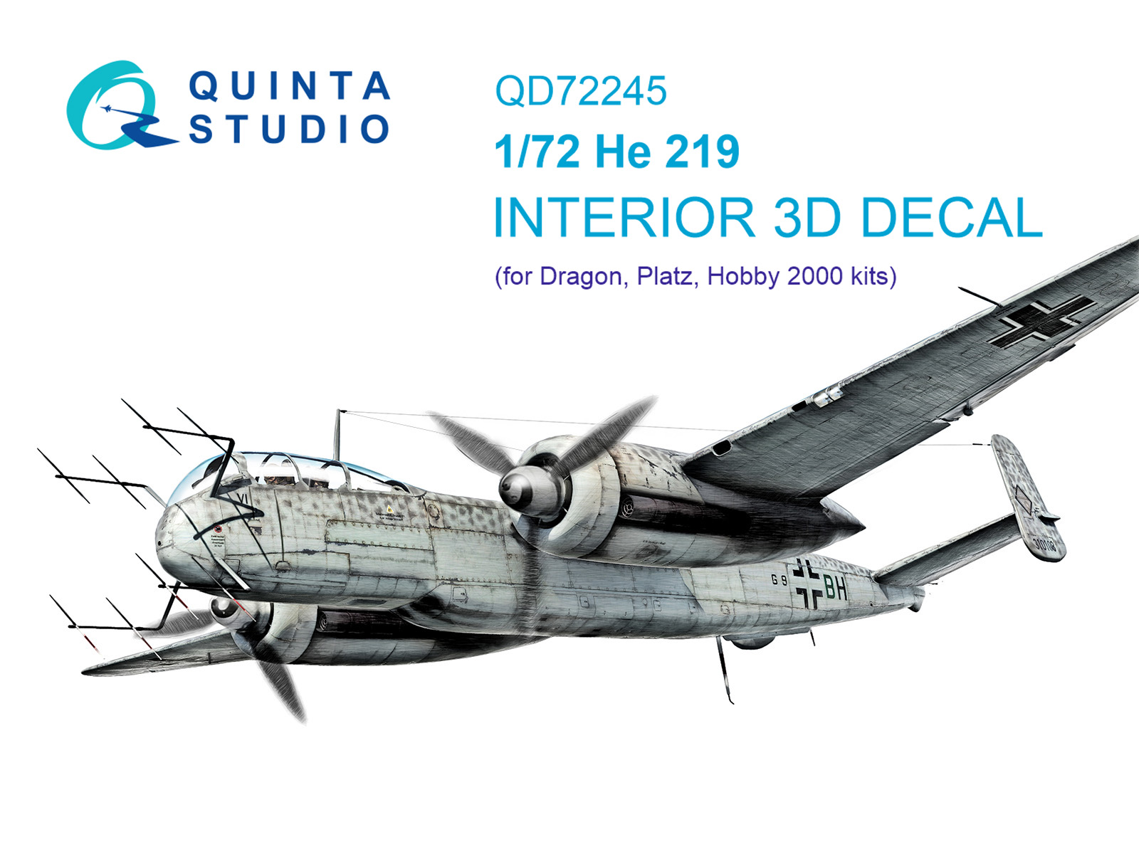 1:72 3D Декаль интерьера кабины He 219 (Dragon) - QD72245