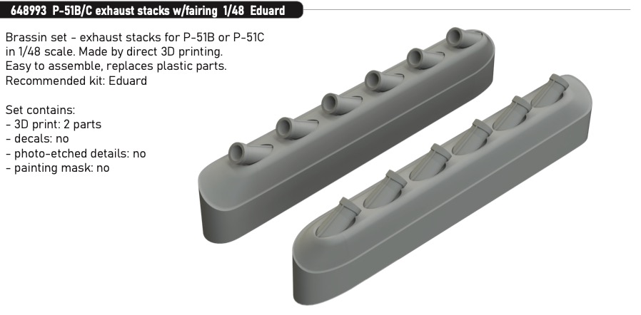1:48 P-51B/ C exhaust stacks with fairing - 648993