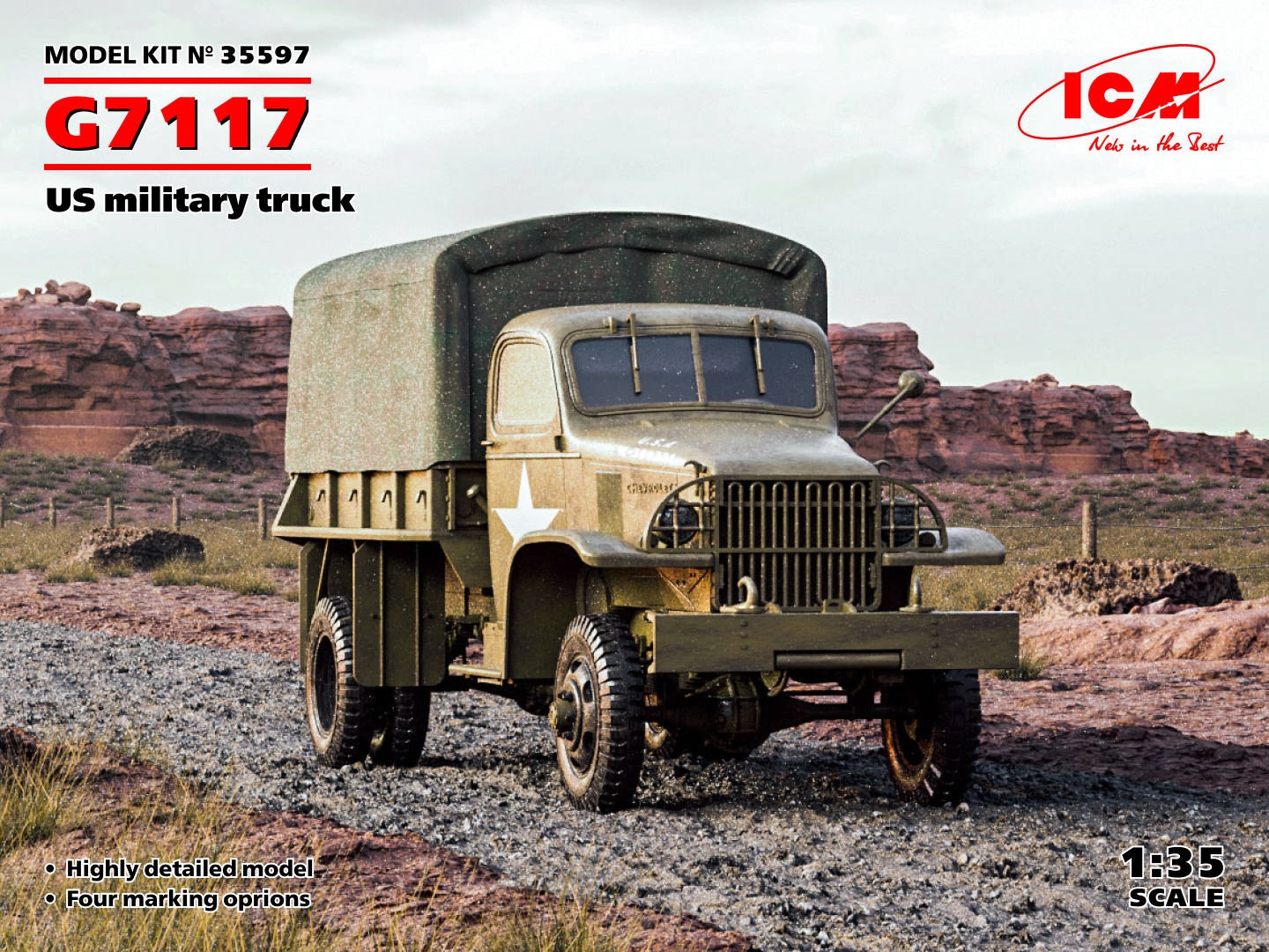 1:35 Сборная модель G7117, Военный грузовик США - 35597