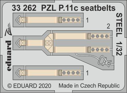 1:32 Фототравление для PZL P.11c, стальные ремни - 33262