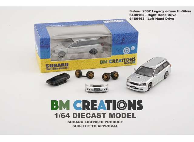 1:64 SUBARU Legacy E-tune II (2002) (праворульный) серебристый, с дополнениями - 64B0162RHD