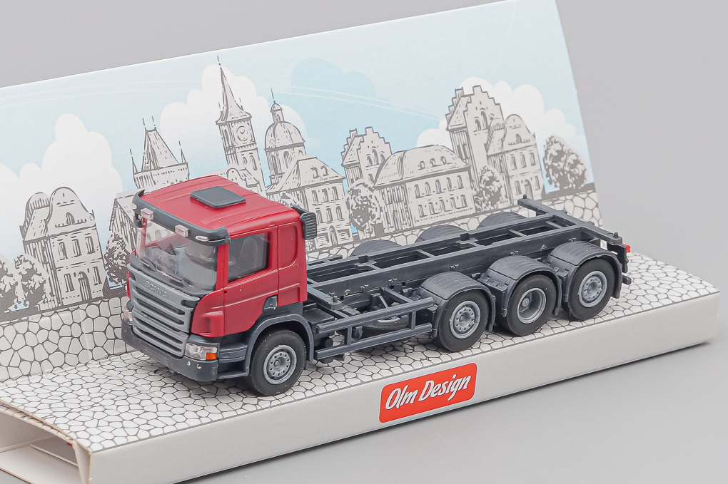 1:87 SCANIA P 8х2/4 контейнеровоз 20', вишнёвый - OLM338