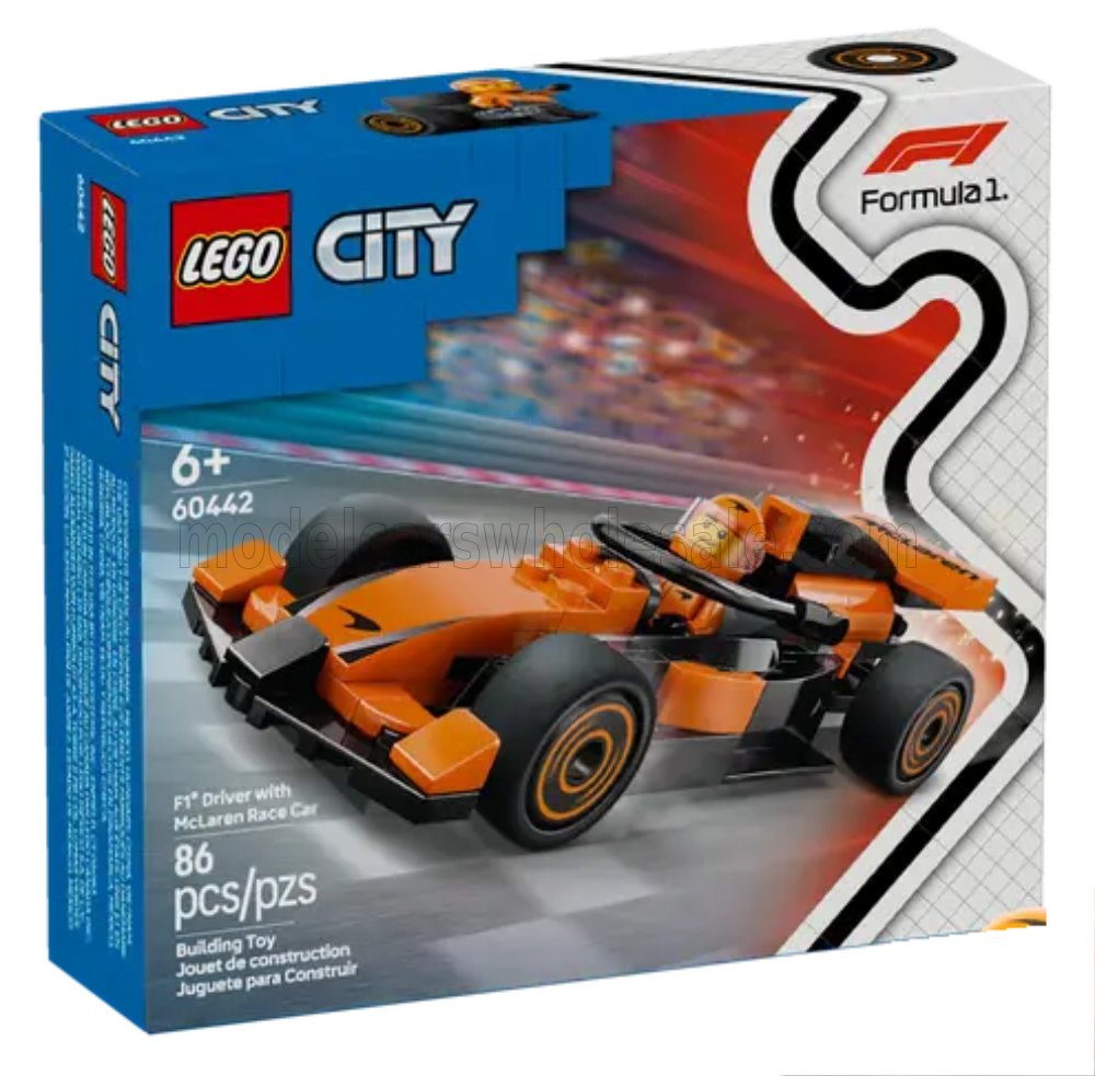 1:35 Сборная модель McLAREN Lego City - F1 Mcl38 Team Mclaren Season 2024 - 86 Pezzi - 86 Pcs, Orange - 60442