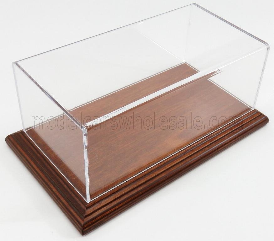 1:24 VETRINA DISPLAY BOX Aichi Base In Legno - Wood Mahogany Base - Lungh.lenght Cm 23 X Largh.width Cm 12 X Alt.height Cm 8.5 (altezza Interna 8.0 Cm ), Plastic Display - ATL10054