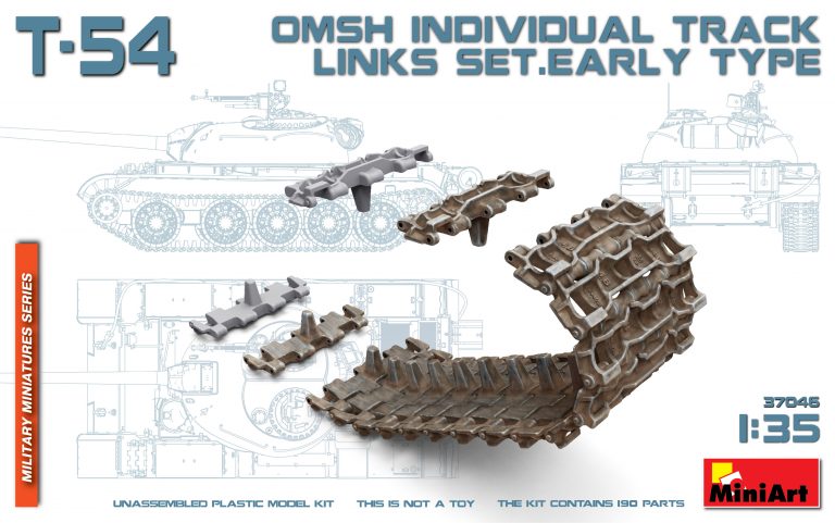 1:35 Сборная модель Аксессуары Т-54 OMSH INDIVIDUAL TRACK LINKS SET. EARLY TYPE - 37046