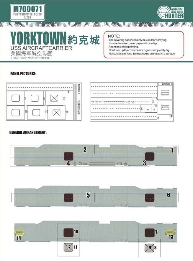 1:700 Маска окрасочная USS Aircraft Carrier Yorktown (for trumpeter 05729) - M700071