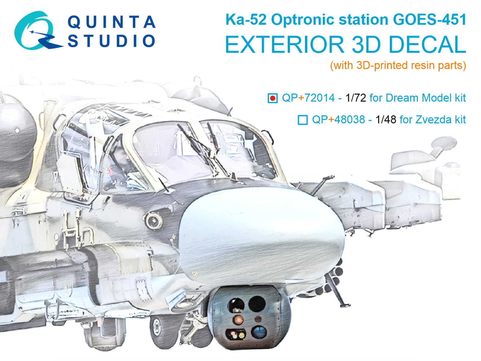 1:72 3D Декаль Оптико-электронная станция ГОЭС-451 для Ка-52 (Dream Model) (с 3D-печатными деталями) - QP+72014
