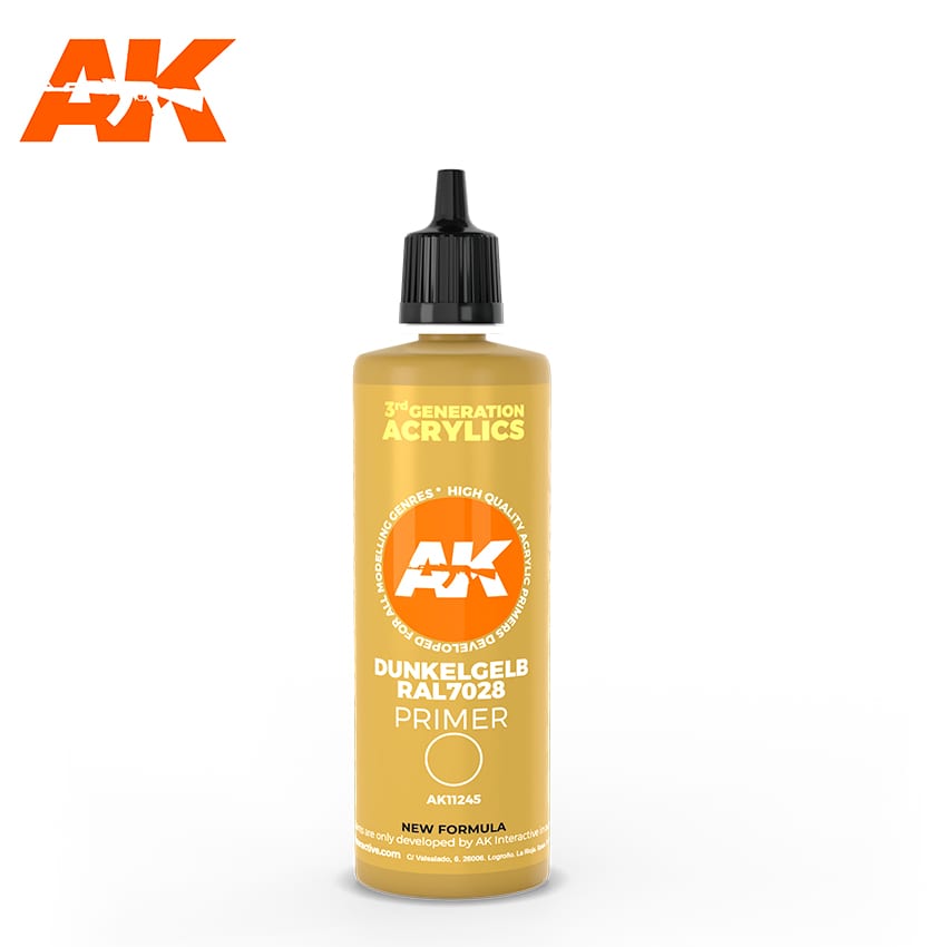 DUNKELGELB RAL 7028 Тёмно-жёлтая грунтовка, 100 мл / DARK YELLOW SURFACE PRIMER 100ML - AK11245