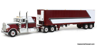 1:64 Kenworth W900A Sleeper Tractor w/40 Refrigerated Trailer, Burgundy/White - 783724616879