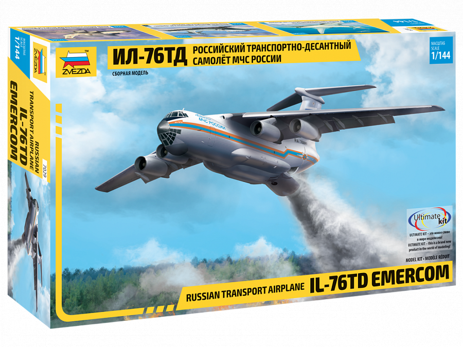 1:144 Сборная модель Самолёт 'ИЛ-76ТД' МЧС - 7029