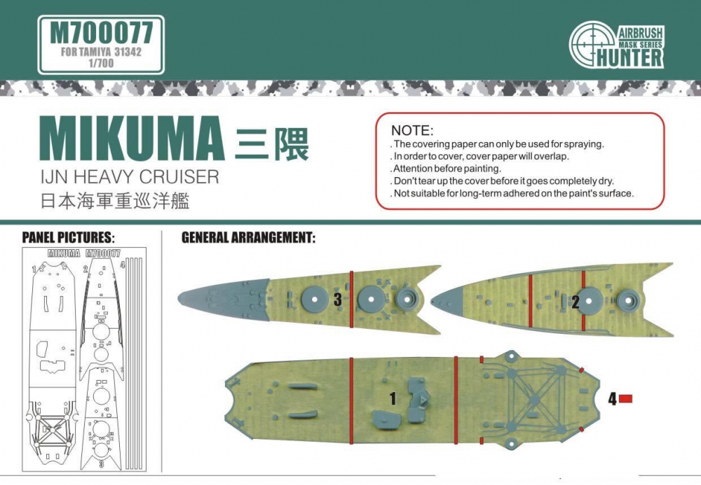 1:700 Маска окрасочная Mikuma IJN Heavy Cruiser (For Tamiya 31342) - M700077