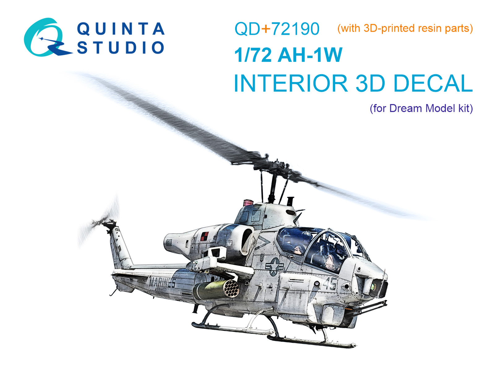 1:72 3D Декаль интерьера кабины AH-1W (Dream Model) (с 3D-печатными деталями) - QD+72190