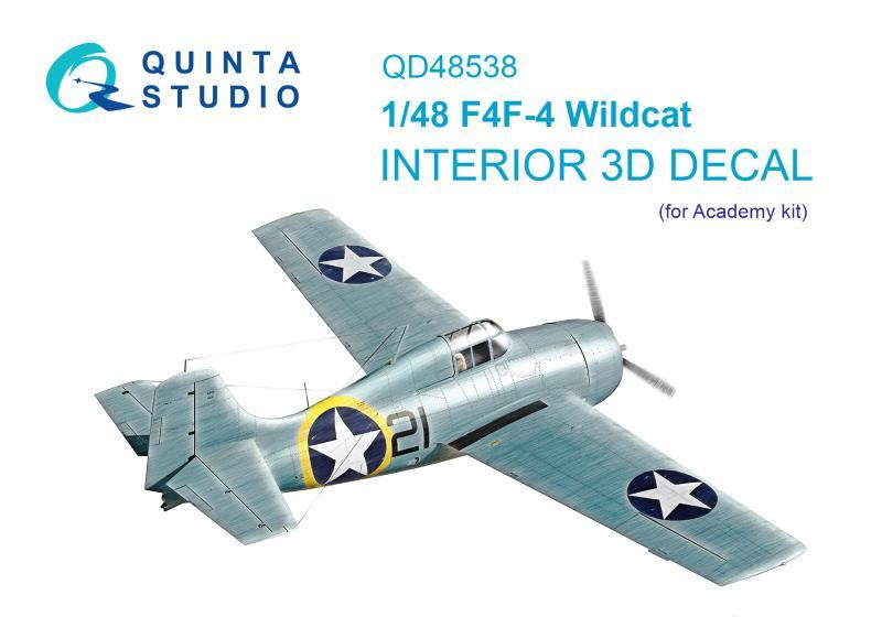1:48 3D Декаль интерьера кабины F4F-4 Wildcat (Academy) - QD48538