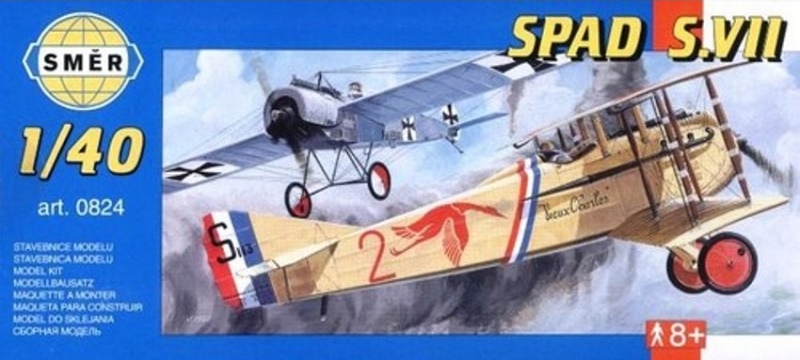 1:40 Сборная модель Самолет Spad S.Vii - 0824