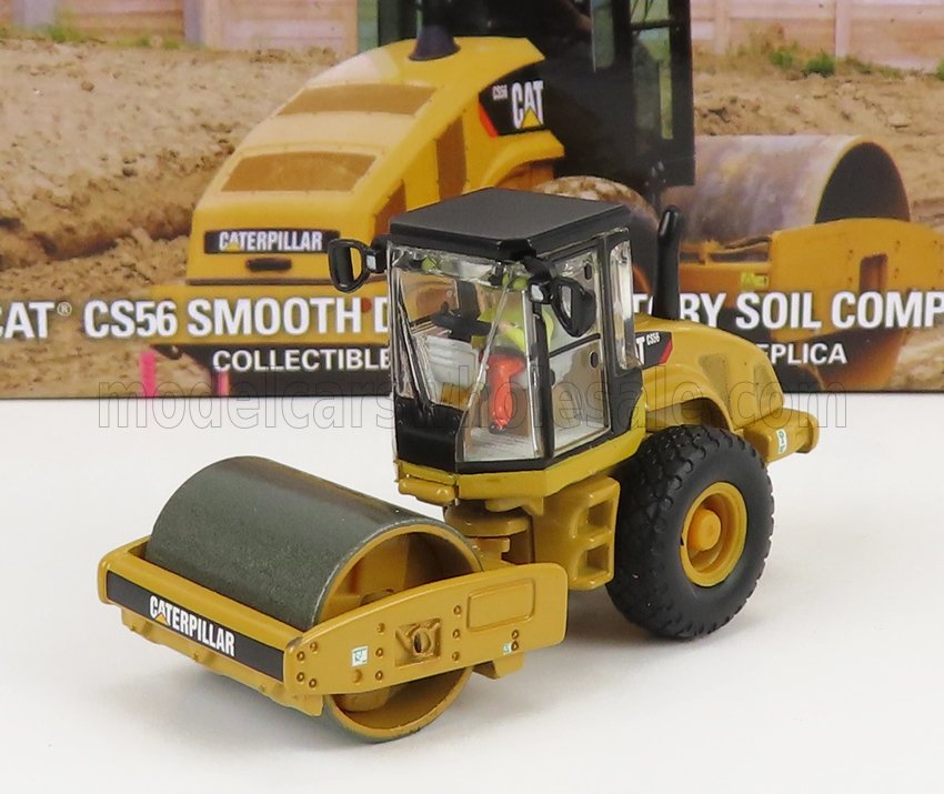 1:87 CATERPILLAR Catcs56 Rullo Vibrante Monotamburo - Schiacciasassi - Stone Crusher Roll - Smooth Drum Vibratory Soil Compactor, Yellow Black - 85246