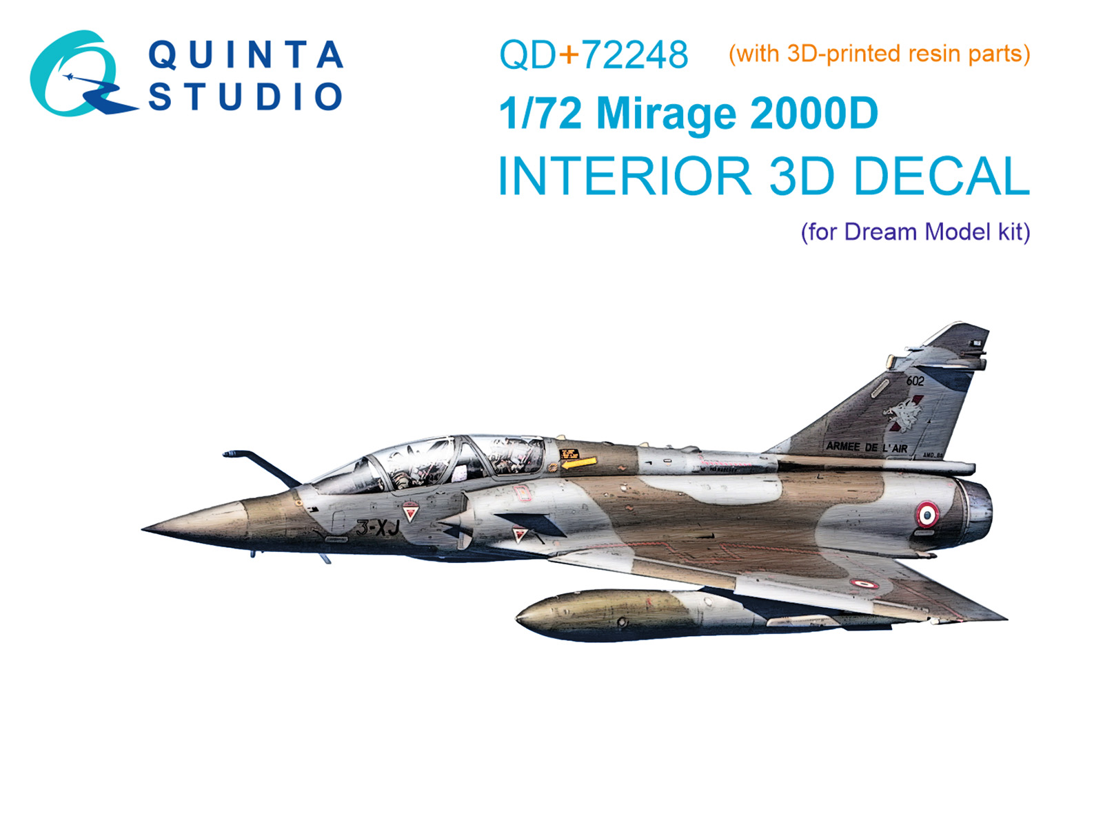 1:72 3D Декаль интерьера кабины Mirage 2000D (Dream Model) (с 3D-печатными деталями) - QD+72248