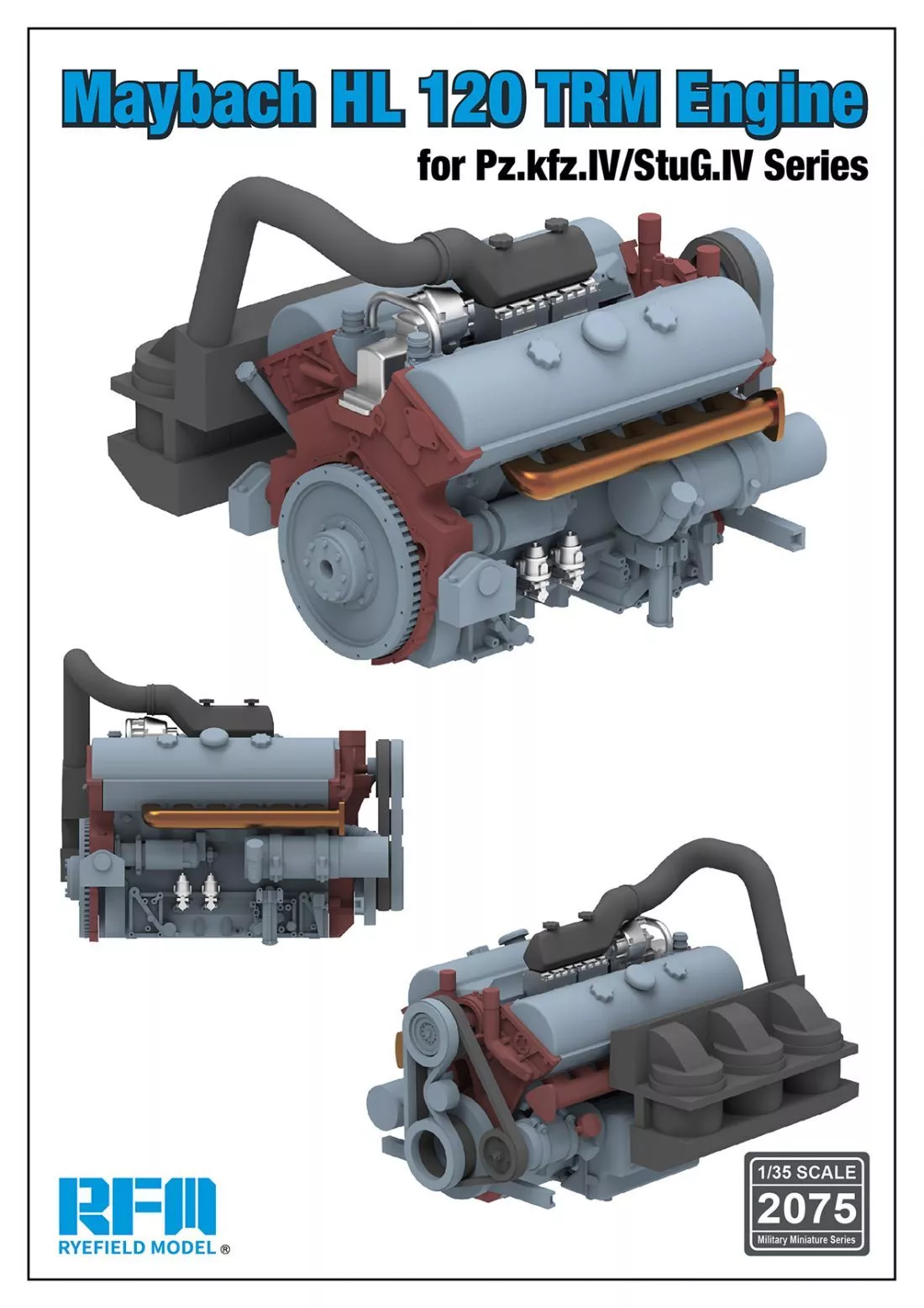 1:35 Сборная модель двигатель Майбах для штурмгешютц IV / MAYBACH HL 120 TRM ENGINE  For Pz.Kfz.IV/ Stug.IV series - RM-2075