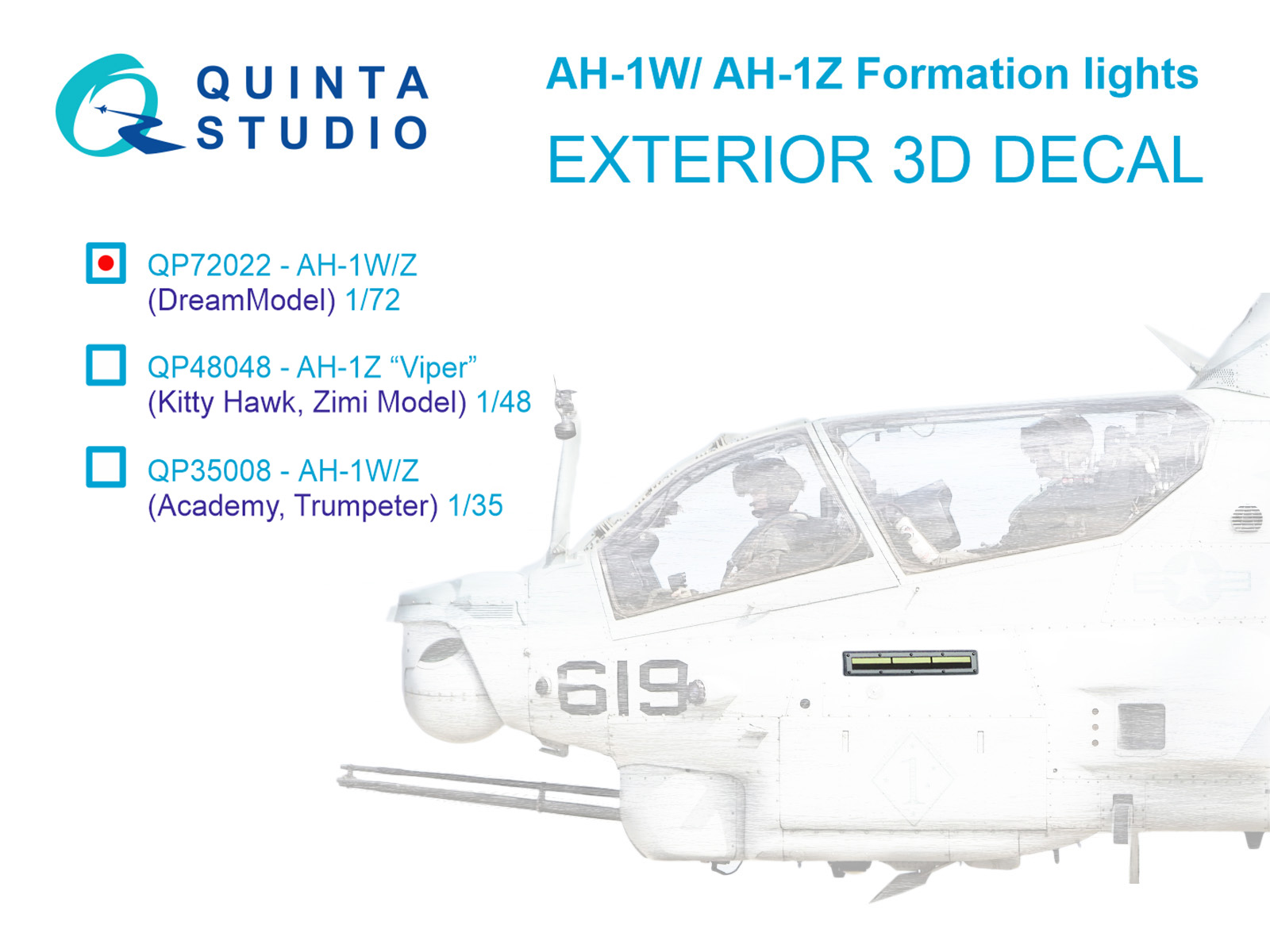 1:72 3D Декаль строевые огни для AH-1W/Z (для всех моделей) - QP72022