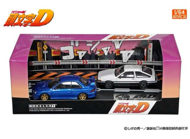 1:64 Initial D Set Vol. 22 Takumi Fujiwara Toreno (AE86) & Bunta Fujiwara Impreza (GC8), blue / white - MD64222