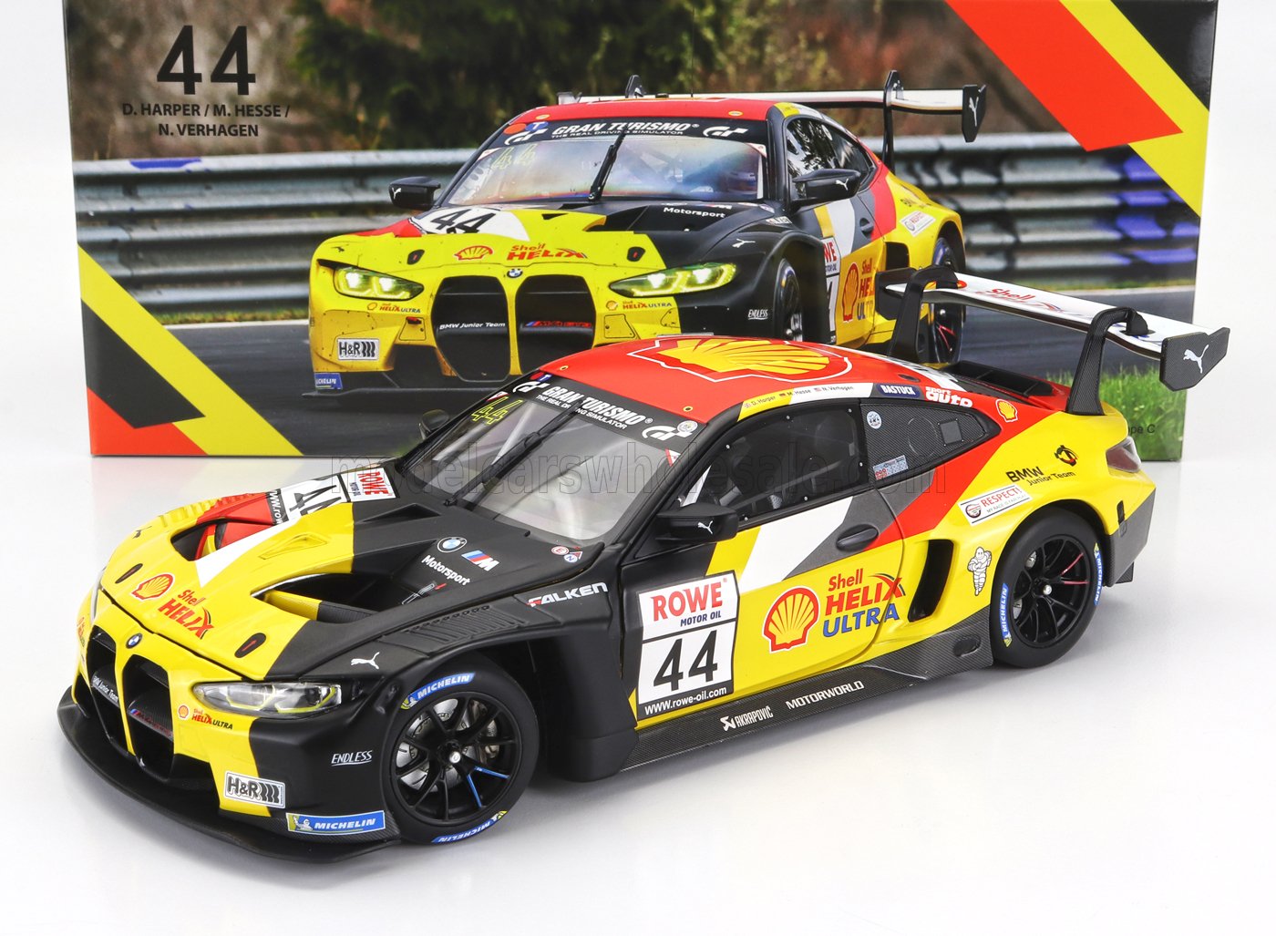 1:18 BMW 4-series M4 Gt3 Team Bmw Junior №44 Winner Nls 3 Nurburgring Adac Rundstrecken Trophy (2023) Dan Harper - Max Hesse - Neil Verhagen, Yellow Red Black - 113232044