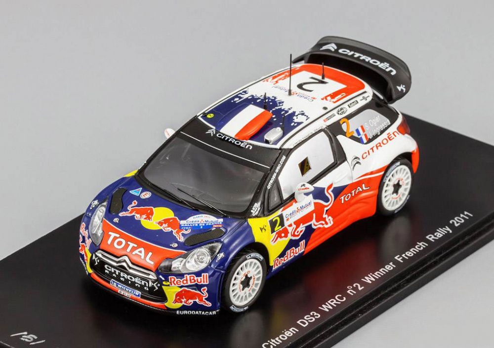1:43 CITROEN DS3 WRC №2 Winner French Rally (S.Ogier - J.Ingrassia) 2011, red - S3324