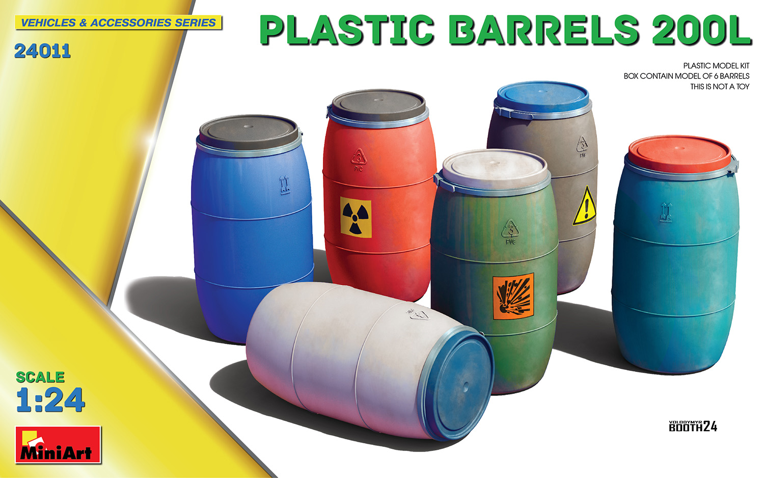 1:24 Сборная модель пластиковые бочки 200л /Plastic Barrels 200l - 24011