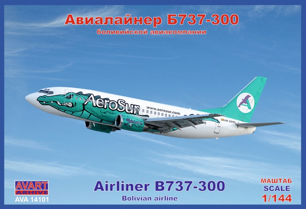 1:144 Сборная модель авиалайнер B737-300 Bolivian airline - AVA14101