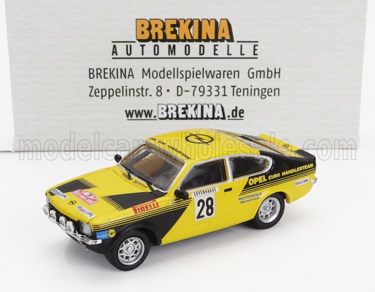 1:87 OPEL Kadett C Gt/e (night Version) N28 Rally Montecarlo (1976) Anders Kullang - Claes Goran Andersson, Yellow Black - 20402